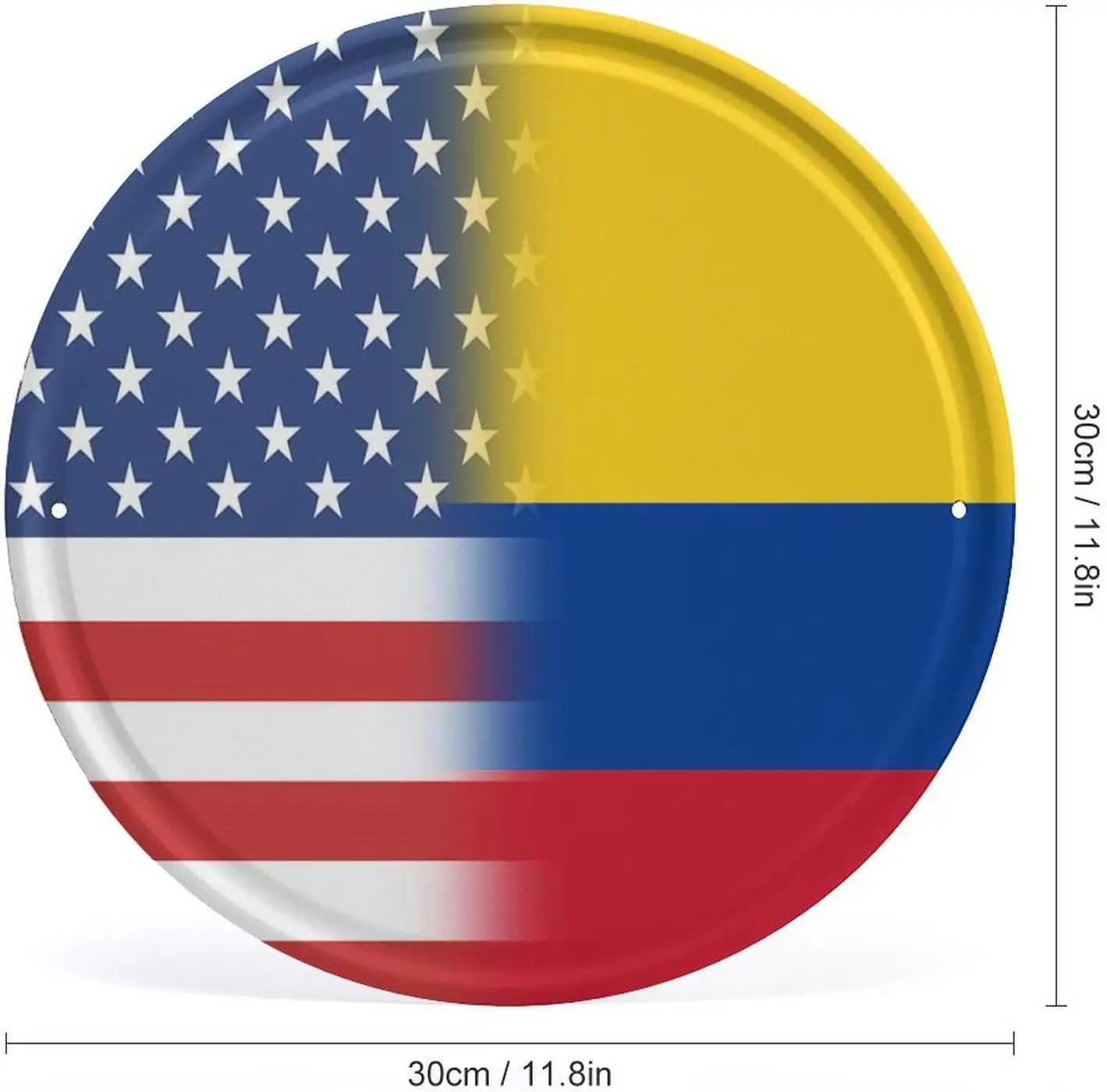 American and Colombian Flag Metal Signs Round Tin Signs Vintage Painting Posters Wall Art for Garage Home Decor 12 X 12 Inch