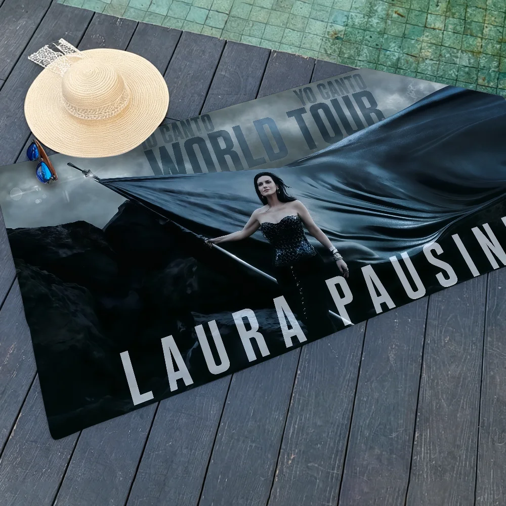 Toalla de playa Singer L-Laura Pausini YO CANTO 2 para playas, estudios de yoga, gimnasios, aguas termales, piscinas y picnics