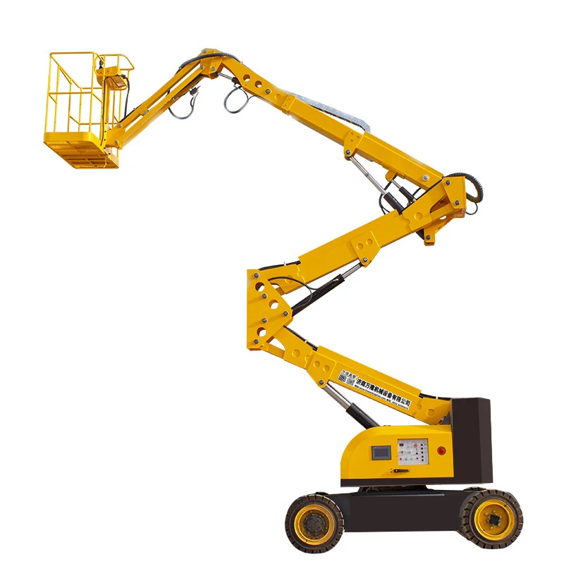 8-12M Multi Angle Articulating Boom Lift Aerial Work Platform 360° Rotating Platform Cherry Picker with Safety Rails