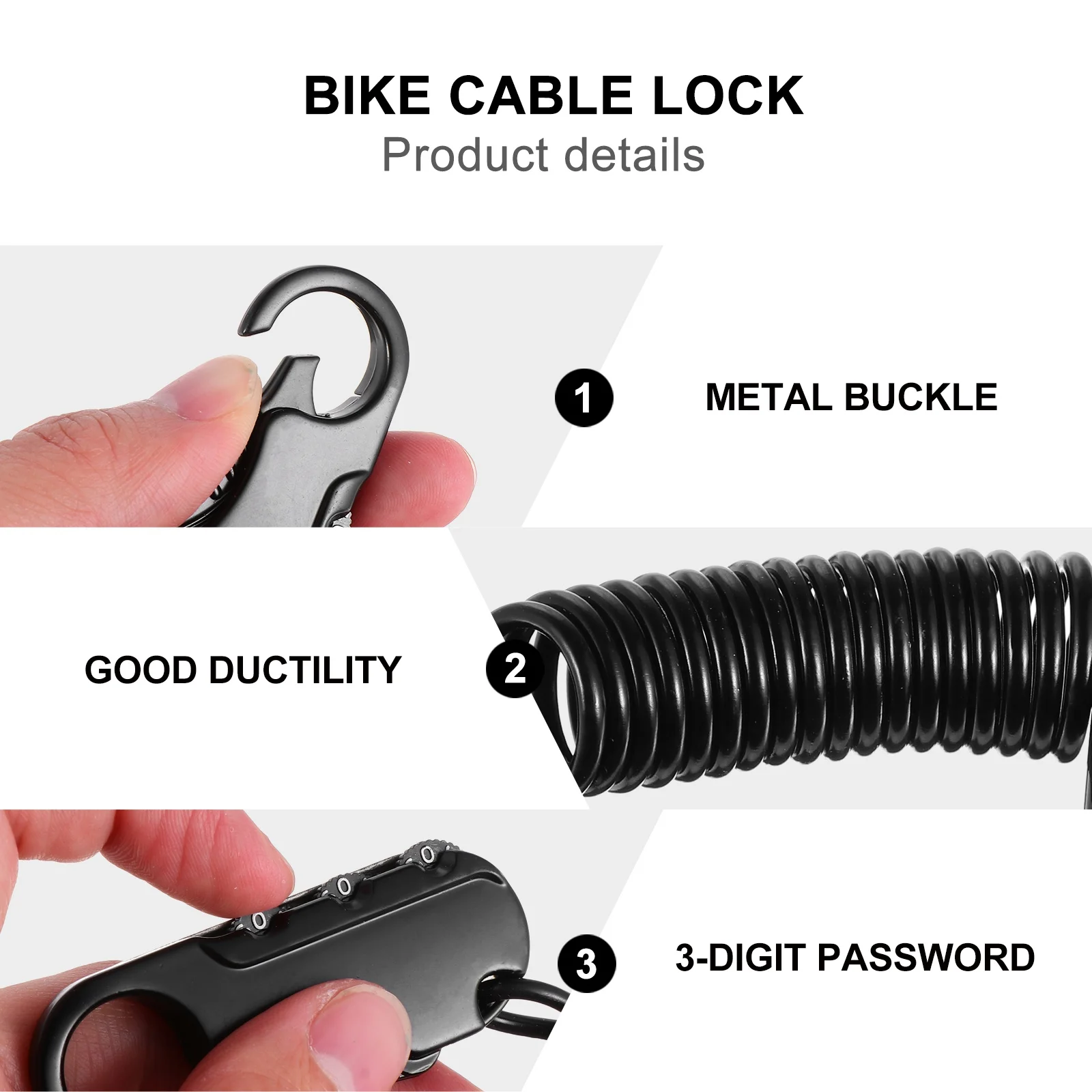 

Lock Zinc Alloy 3 Digit Password Changeable Secure Durable Portable Bike Motorcycle Universal Locking Chain