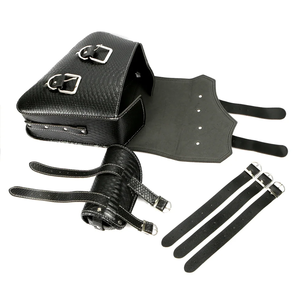 1 Pair Motorbike PU Leather Saddle Bag Motorcycle Left Right Side Universal Water Bottle Bag Storage Tool Pouch for Honda Suzuki