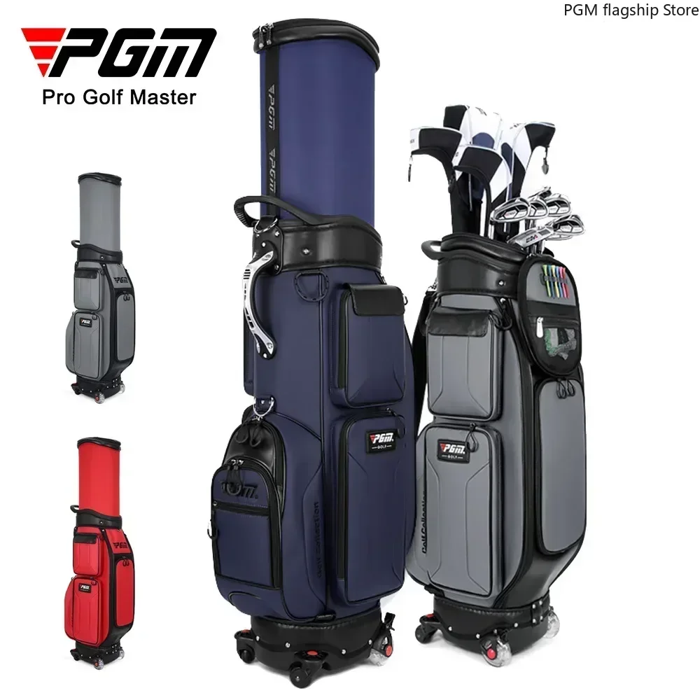 

PGM New Golf Bag for Men, Upgraded with Brakes, Four-wheel Flat Push Telescopic Bag, Air Consignment QB096