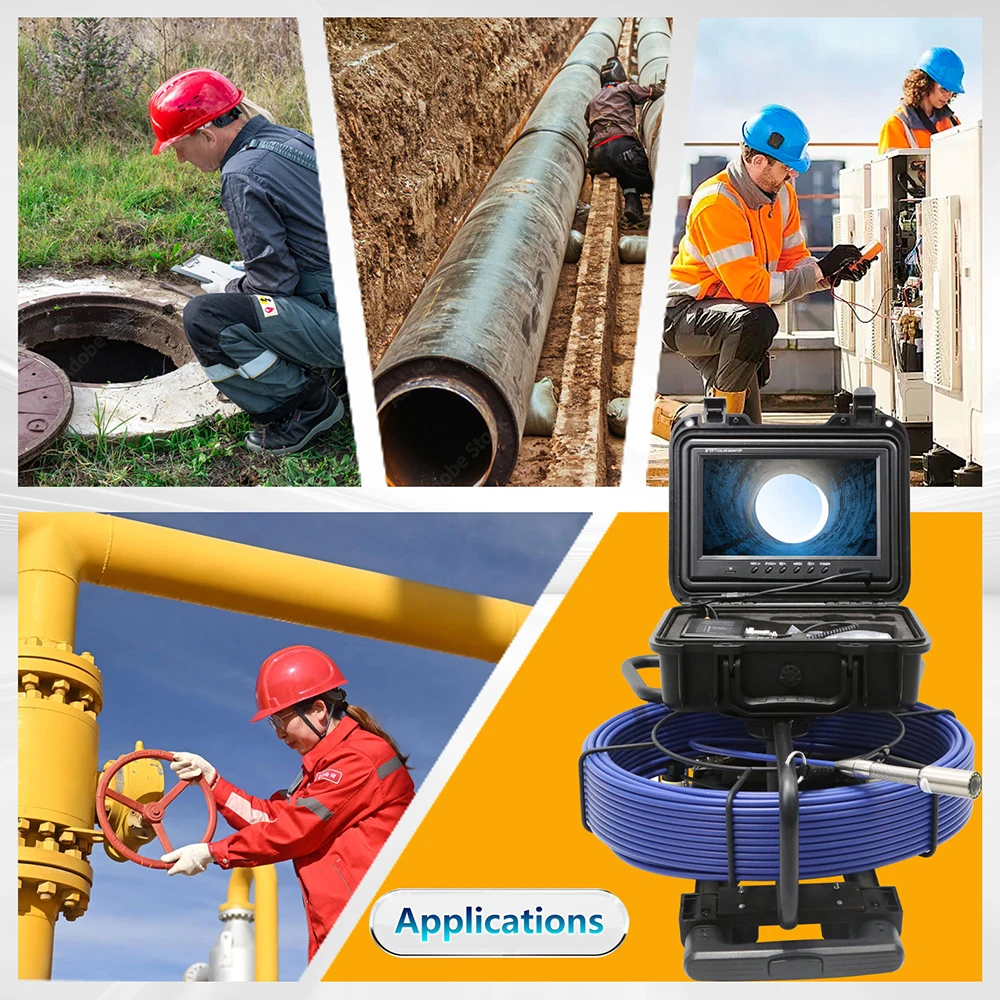 Cámara de drenaje para tubería endoscópica industrial, Cable de 20m, cámara de inspección de alcantarillado de 7mm y 5mm de diámetro, 70m