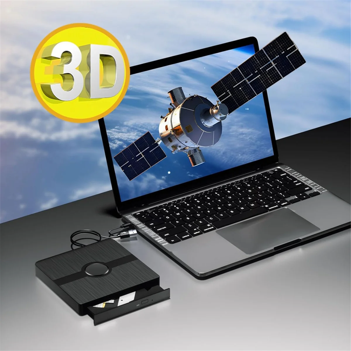 External Blu Ray Drive,CD/DVD Burner Player with Read/Write Capability Portable Blu-Ray Player for PC Laptop