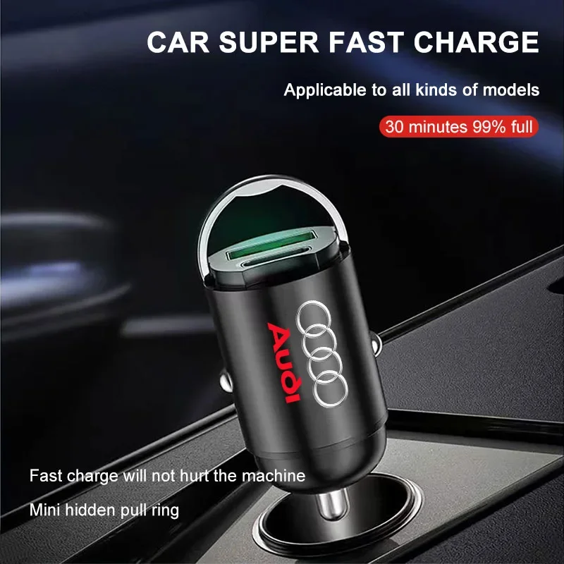 1Pcs Mini Car Charger 12-24V Lighter Fast Charging Car USB Type C Charger For Audi A7 A8 A3 A4 A5 A6 TT Q3 Q5 Q7 A1 B5 B6 B7 B8