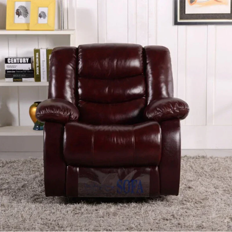 

-Antique European Creative Cow Real Genuine Leather Chair Single Living Room Sofa Chairs Swivel Chair Functional Chair Recliner