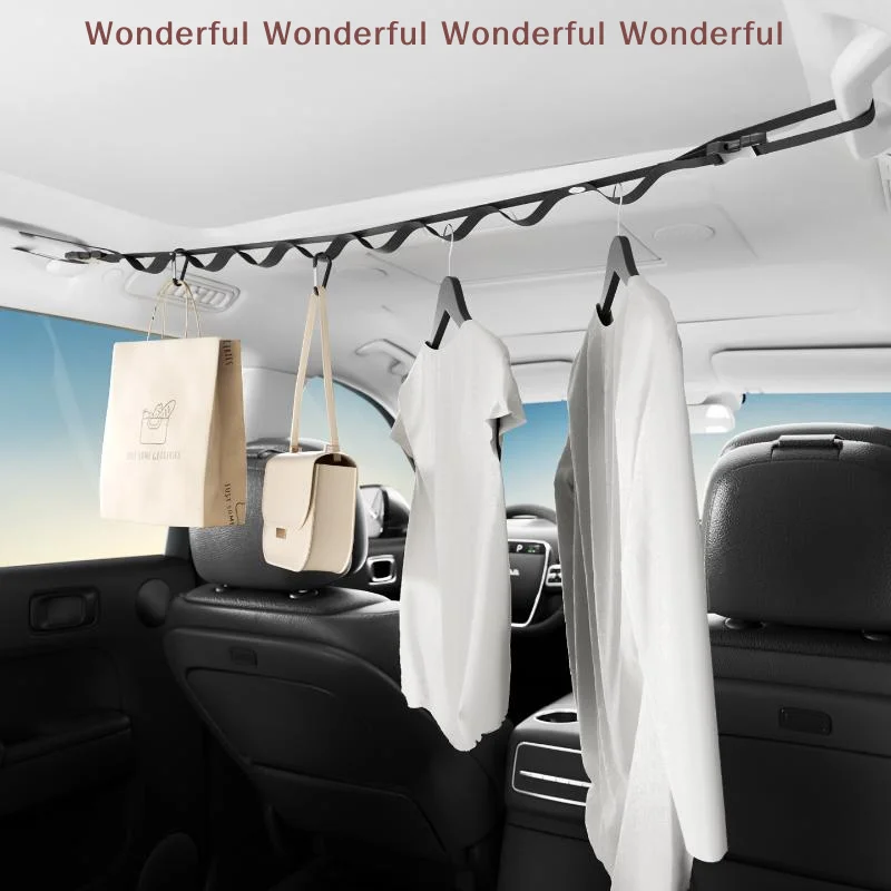 In-Car Multifunctional Clothes Rack with Storage Hooks Space Saving Universal Fit Hanger for Car Interior Storage