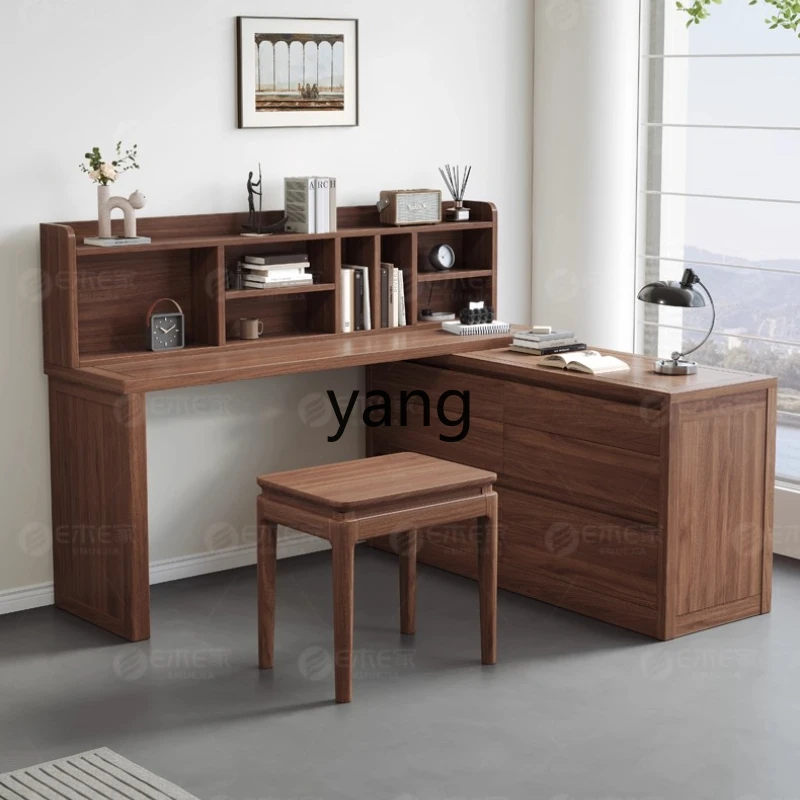 LMM ，Solid Wood Chest of Drawers Dressing Table Integrated Household Combination Bedroom Makeup Two-in-One Desk