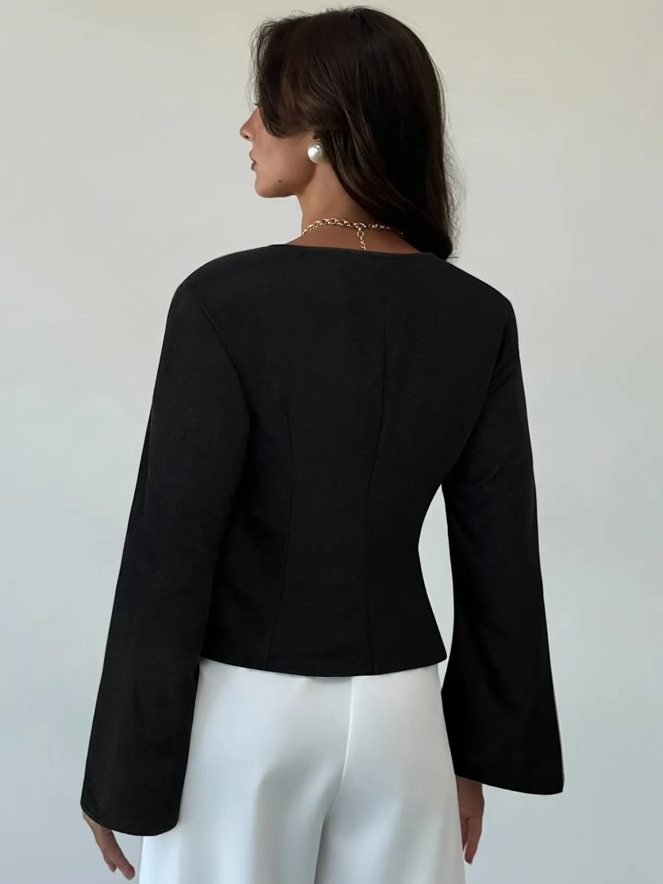 Deep V Neck Satin Peplum Wrap Top Office Evening Wear Shirt