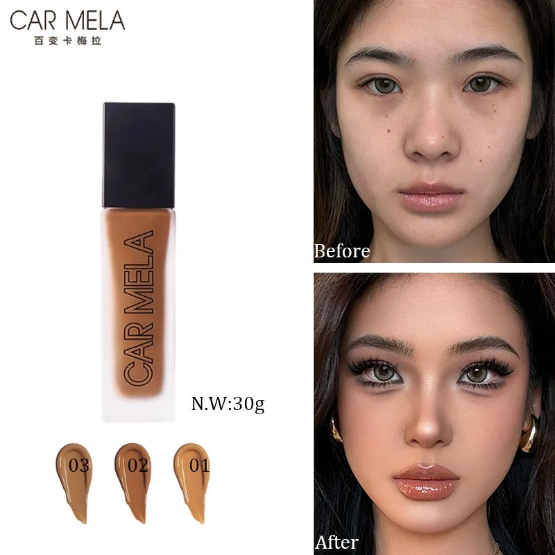 

CARMELA Liquid Foundation Matte Soft Mist Yellow Black Concealer 3 Color Long-Lasting Facial Base Foundation Mixing Makeup