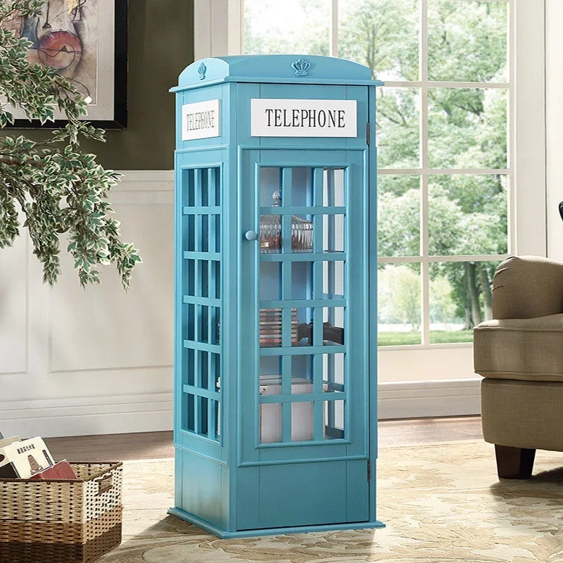 Children's Telephone Booth Bookshelf Floor Toy Storage