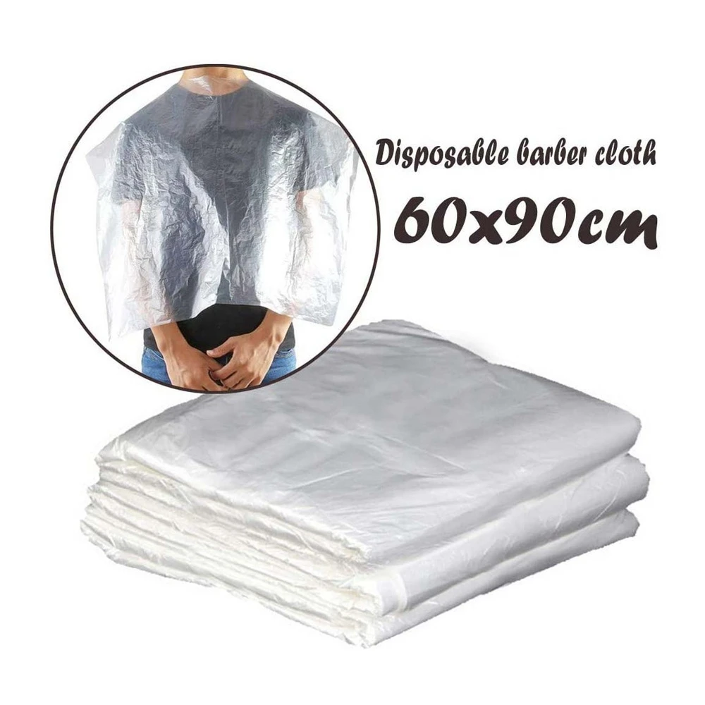 100 Uds. Delantal de PE desechable largo peluquero Wai tela permanente peluquería corte de pelo Wai peluquería capa chal 60X90Cm