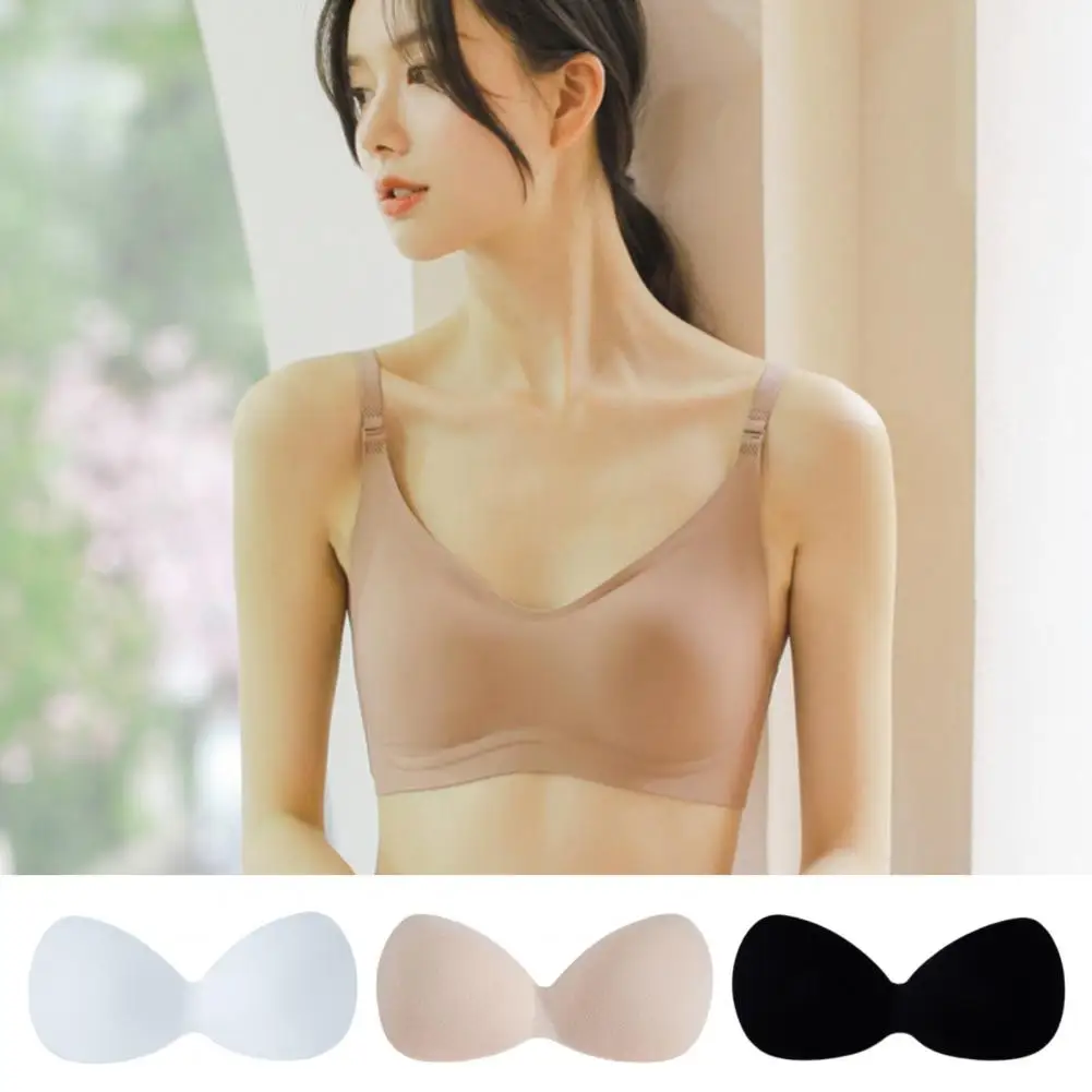 Women Invisible Bra Pad 0.1cm Ultra Thin Breathable Bra Insert Triangle Sponge Push Up Swimsuit Bikini Chest Cup Pad