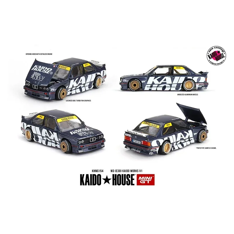 PreSale MINIGT KHMG154 1:64 M3 E30 Openable Hood Diecast Car Model Kaido House