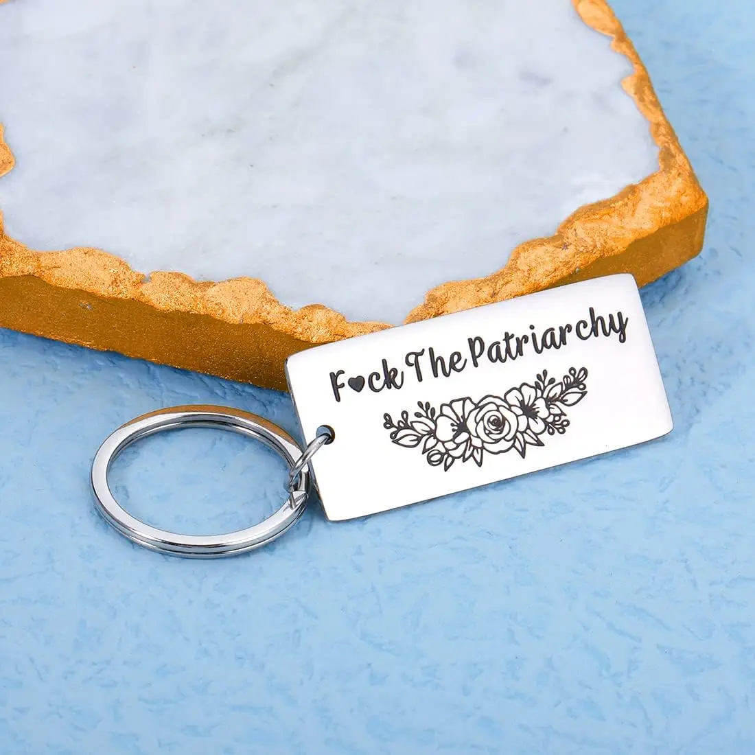 F**k The Patriarchy Keychain Inspirational Gift for Best Friend Her Women Feminist Stocking Stuffers Her Activist Gift for Girl view 5