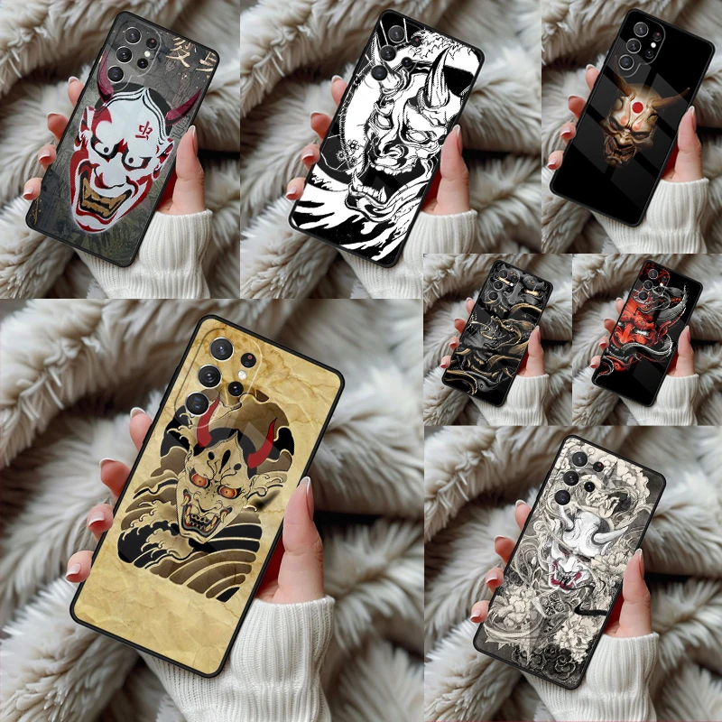 Japanese Oni Hannya Demon Mask Phone Case For Samsung Galaxy S24 S25 S26 Ultra S22 S23 Plus S21 S20 FE Note10 TPU Cover