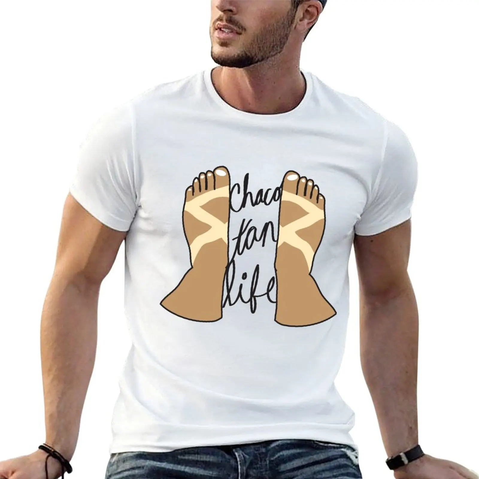 Camiseta masculina Chaco Tan Life, camiseta gráfica masculina, camiseta masculina de algodão de alta qualidade
