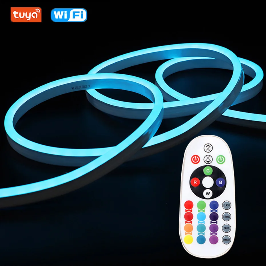 

Светодиодная неоновая лента RGB 220В, гибкая, с Wi-Fi, Bluetooth, пультом ДУ, 5050 LED, водонепроницаемая, декоративная лампа (версии для ЕС, Великобритании, Австралии)
