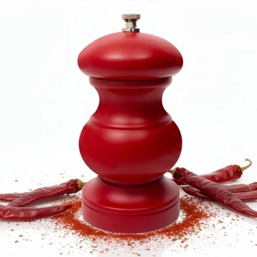 

PEPEROR Chili Pepper Grinder Mill Red Lacquered Beech Wood Hardened Steel Burrs Refillable 6-Inch Italian Pepper Mill Made in I