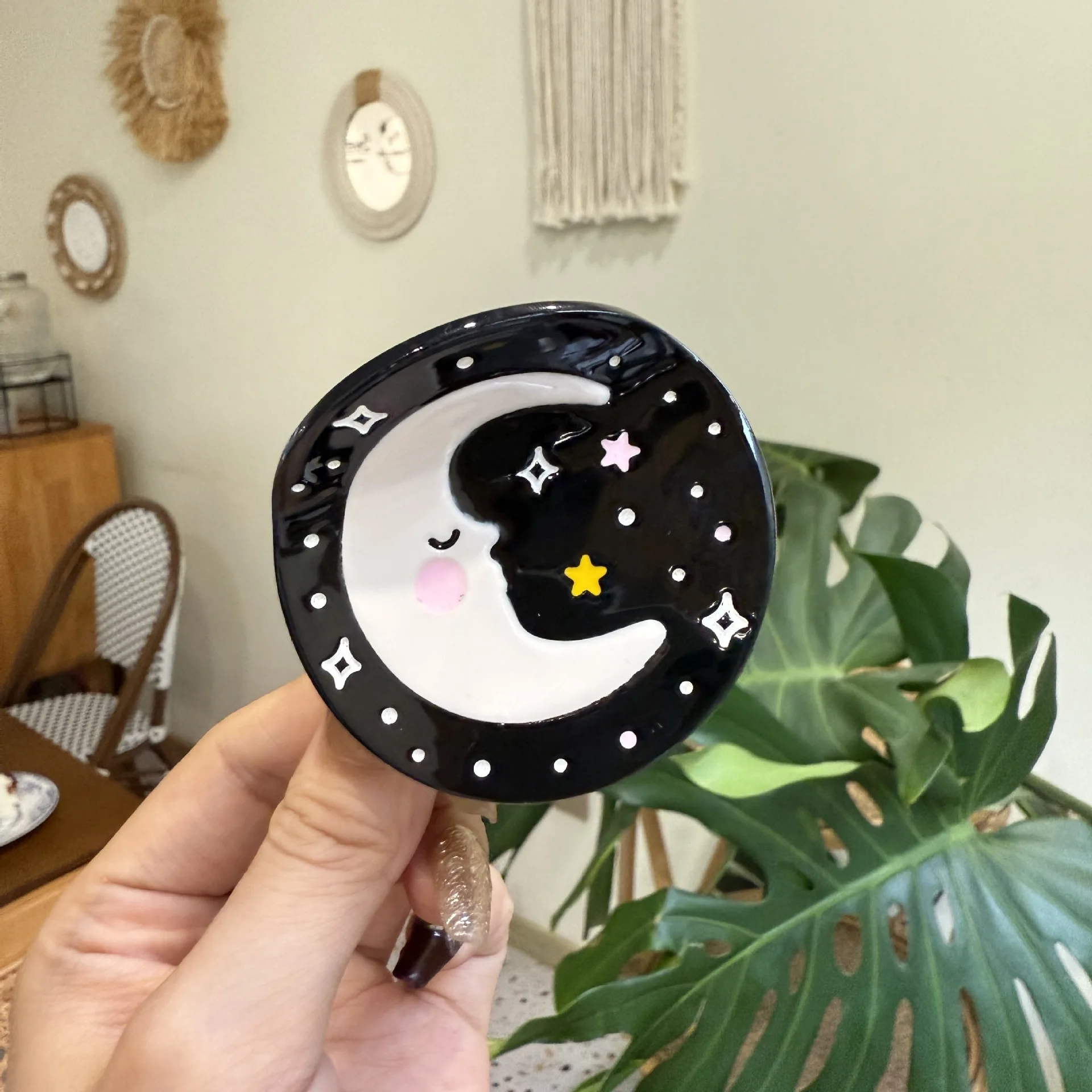 New Fashion Acetate Black Round Moon Sun Hair Claw Clip For Women Shark Clip Hair Accessories