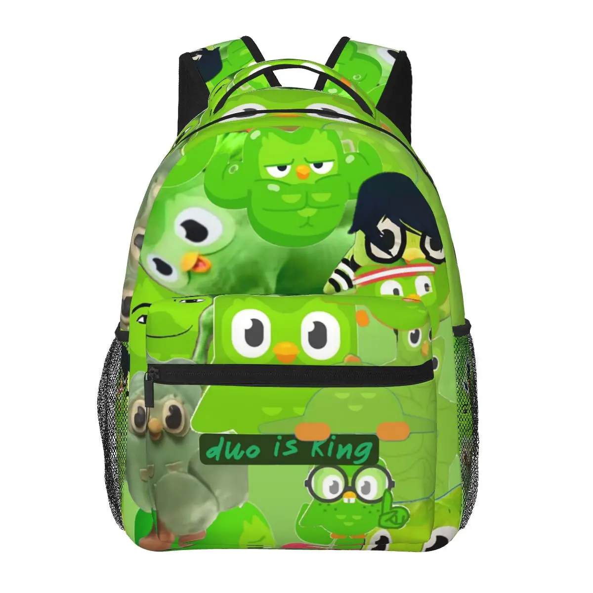 Duolingo Owl Duo Studentenrucksack, Schultasche, Wandern, Reisen, Tagesrucksack für Jungen und Mädchen, modische Büchertasche, Umhängetaschen