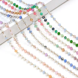 1 Meter Beaded Chains Colorful Glass Crystal Beads Necklaces Chain DIY Jewelry Findings Making Crafts Accessories Supplies