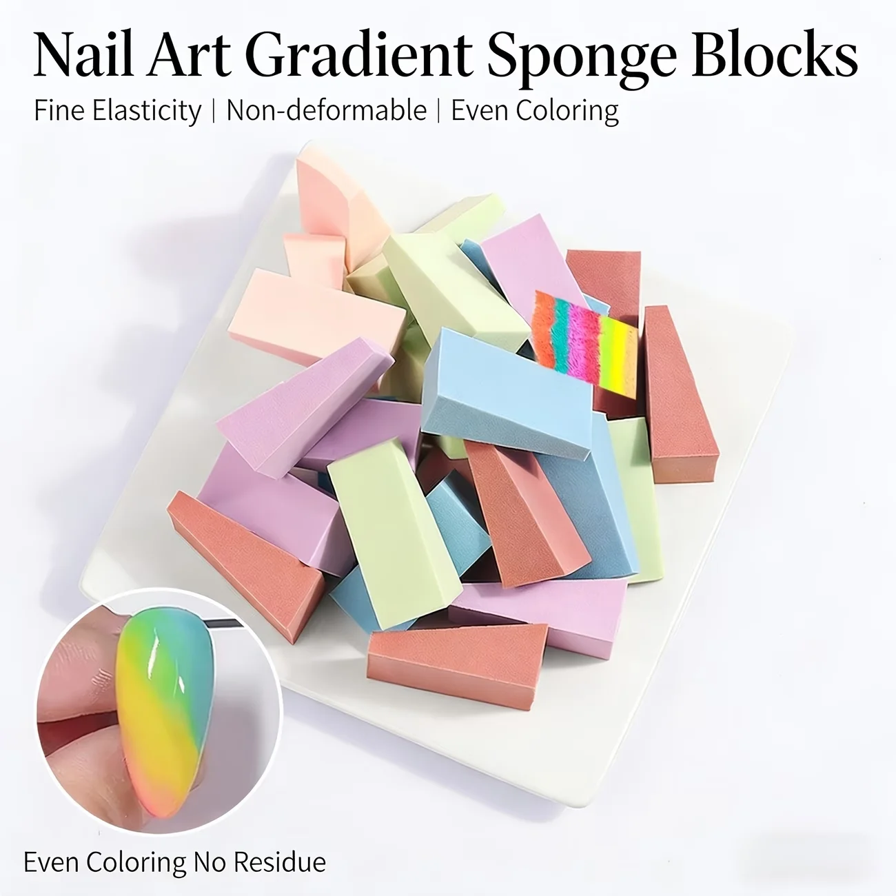 24pcs nail care gradual change sponge triangle powder puff, nail polish glue halo dye diy material tool view 2