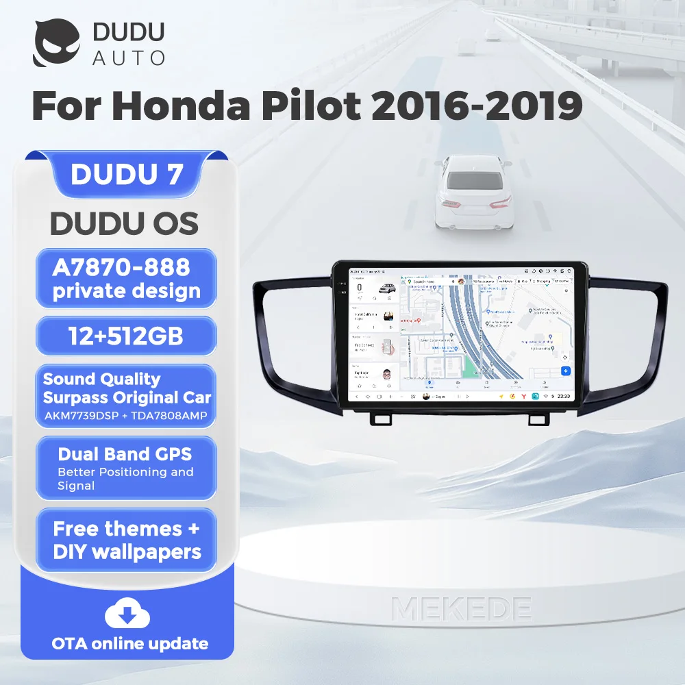 DUDU7 2K Screen Android All In One Carplay Multimedia Video Player For Honda Pilot 2016-2019