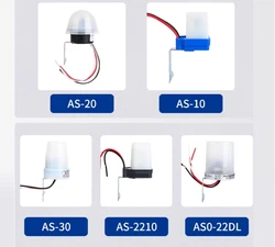 AS-22DL AS-10 AS-20 AS-30 10A Waterproof Sensitive Auto Photo Switch On/Off Photocell Street LED Light Switch Sensor Switch Tool