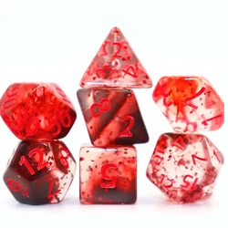 7pcs DND  Mini  Resin  Dice Set,Shiny Sharp Edged Resin Dice Inside,7 Piece Polyhedral Dice Set for Roleplaying,New Year's Gift