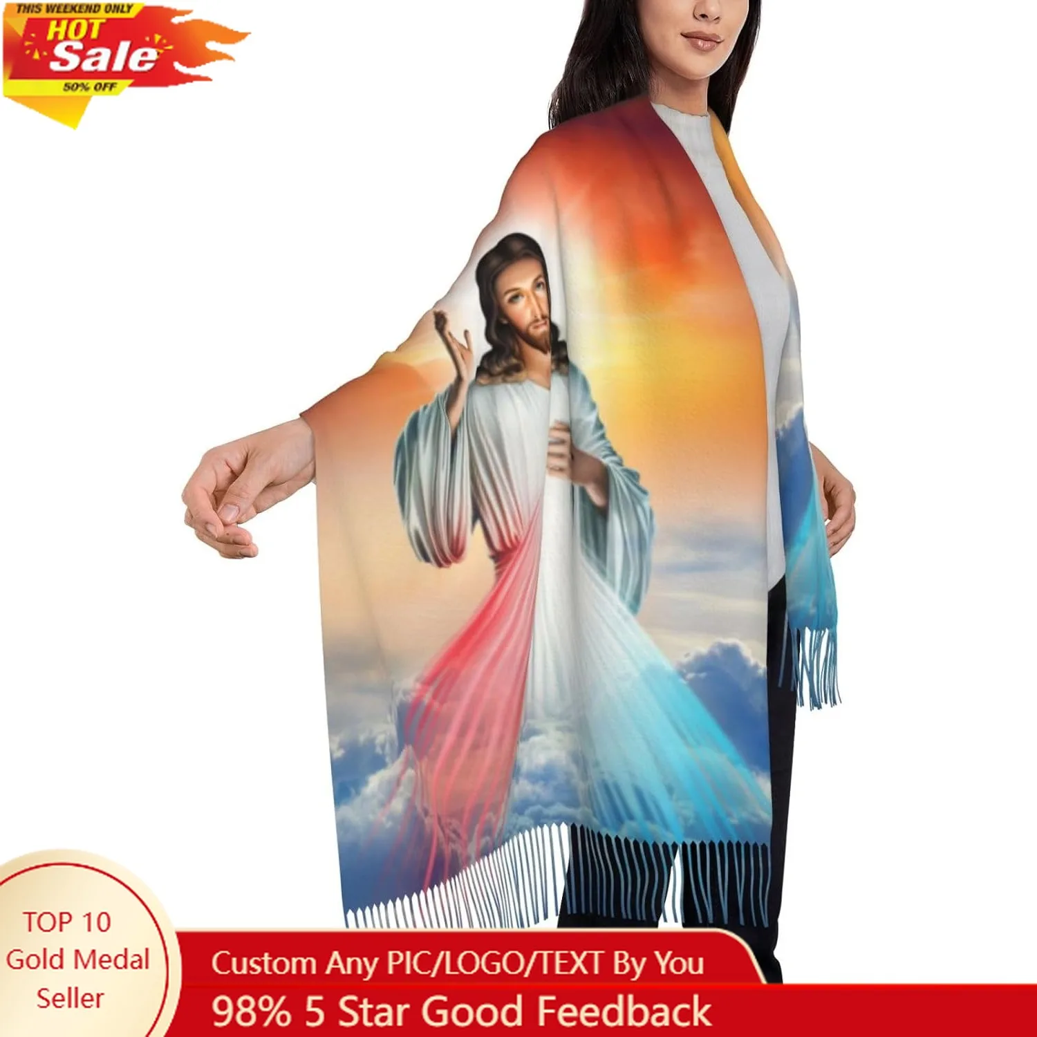 

Virgen De Guadalupe Shawls and Wraps for Women Rose Catholic Gifts Soft Large Warm Blanket Scarf