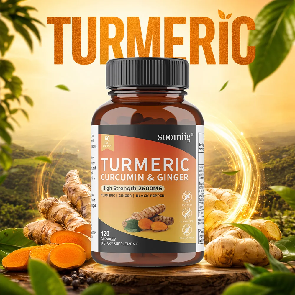 

Turmeric Curcumin Capsules with Ginger & Black Pepper, Support Joint Comfort, Digestion, Heart, Brain, Skin & Immune Health