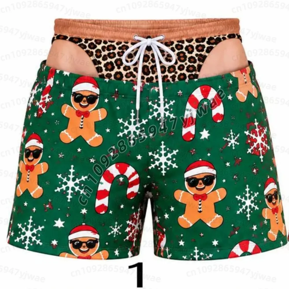 2026 men  Christmas beach Shorts Fake Underwear Print Santa Pijamas, Christmas Ugly Party Outfit, Funny Gift men shorts