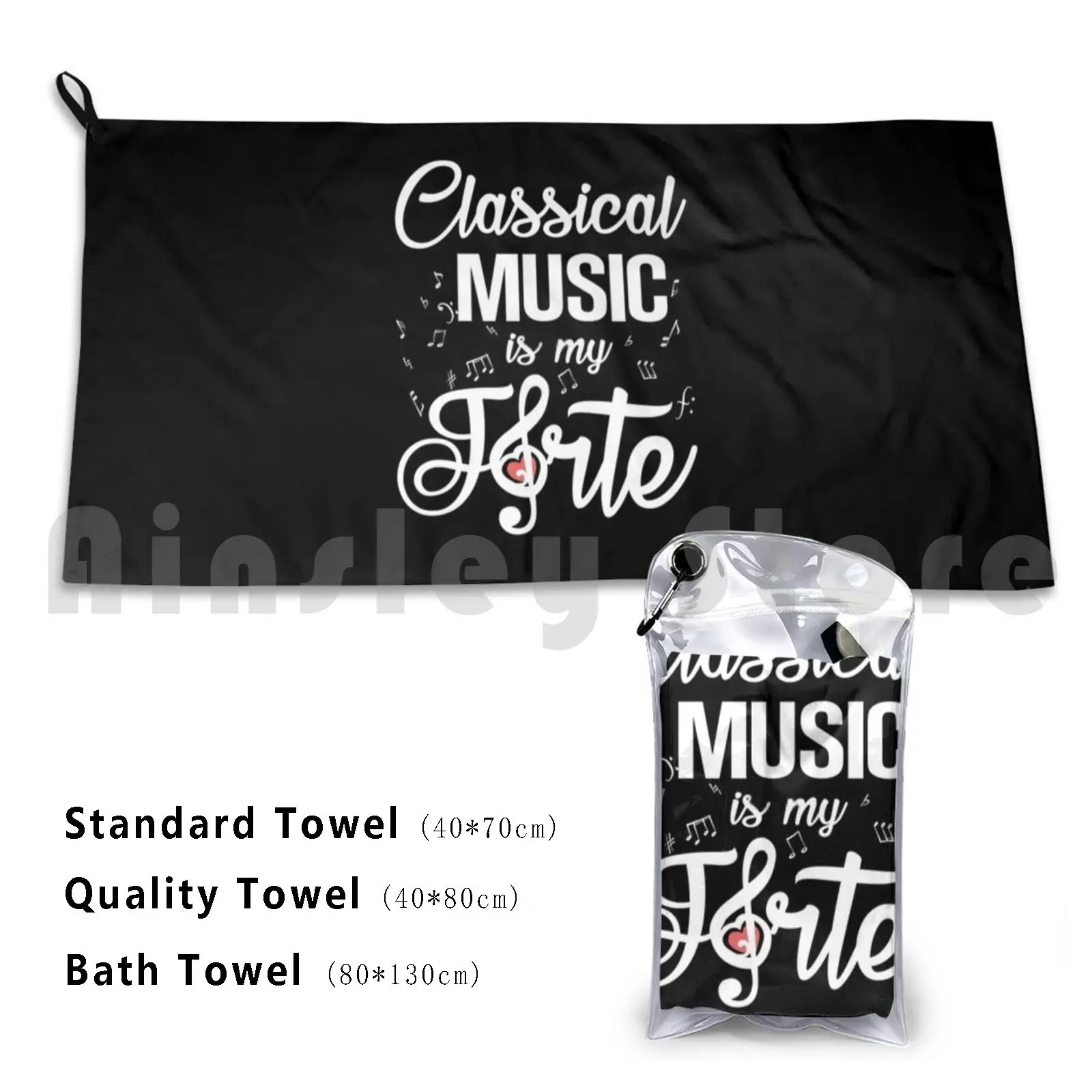 Classical Music Is My Forte Bath Towel Beach Cushion Classical Music Bach Mozart Schubert Beethoven Brahms