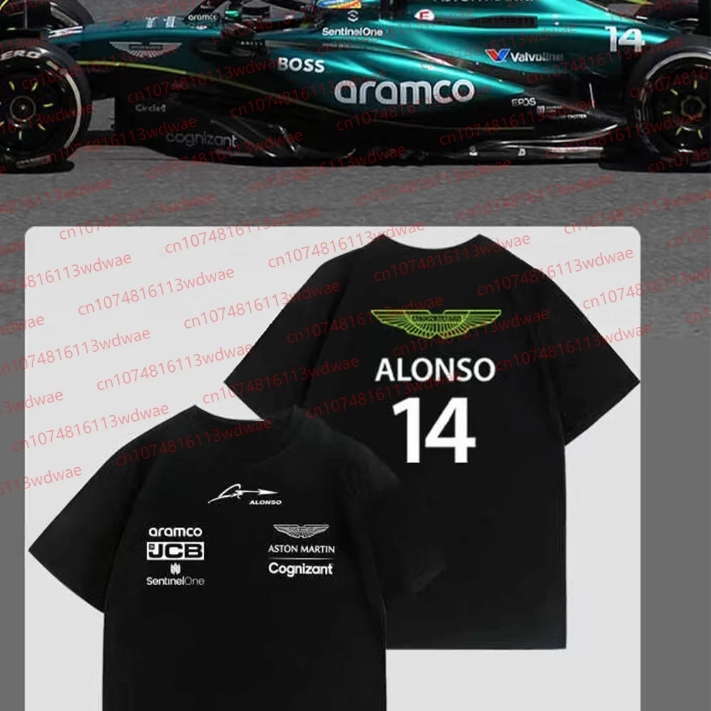 

Футболка Aston Martin, мужская мотоциклетная футболка из чистого хлопка Fernando Alonso 14, гоночный костюм серии DB5, модная футболка с фанатом Джеймса Бонд