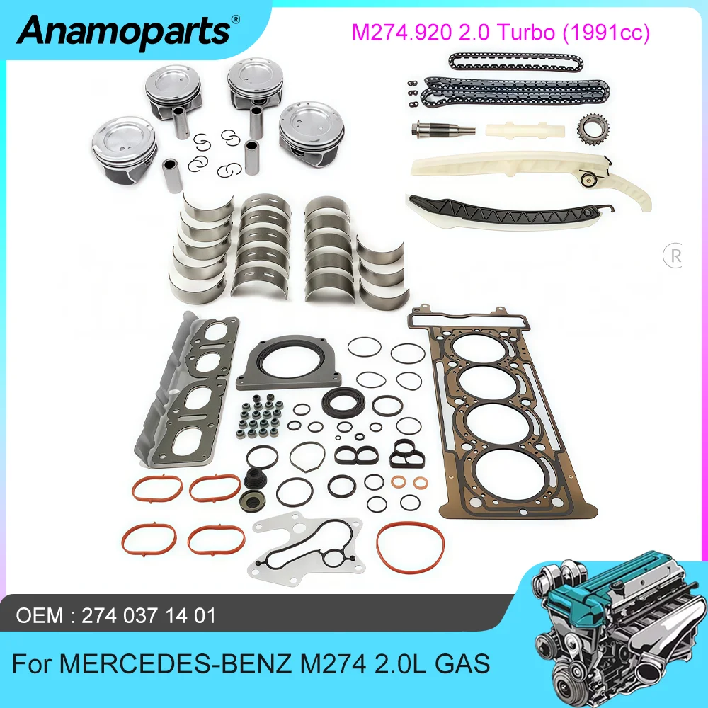 Поршни двигателя с кольцевым подшипником, комплект синхронизации для M274 2,0 T 13-20 Mercedes-Benz A200 E250 E350 C300 2.0L W205 W212