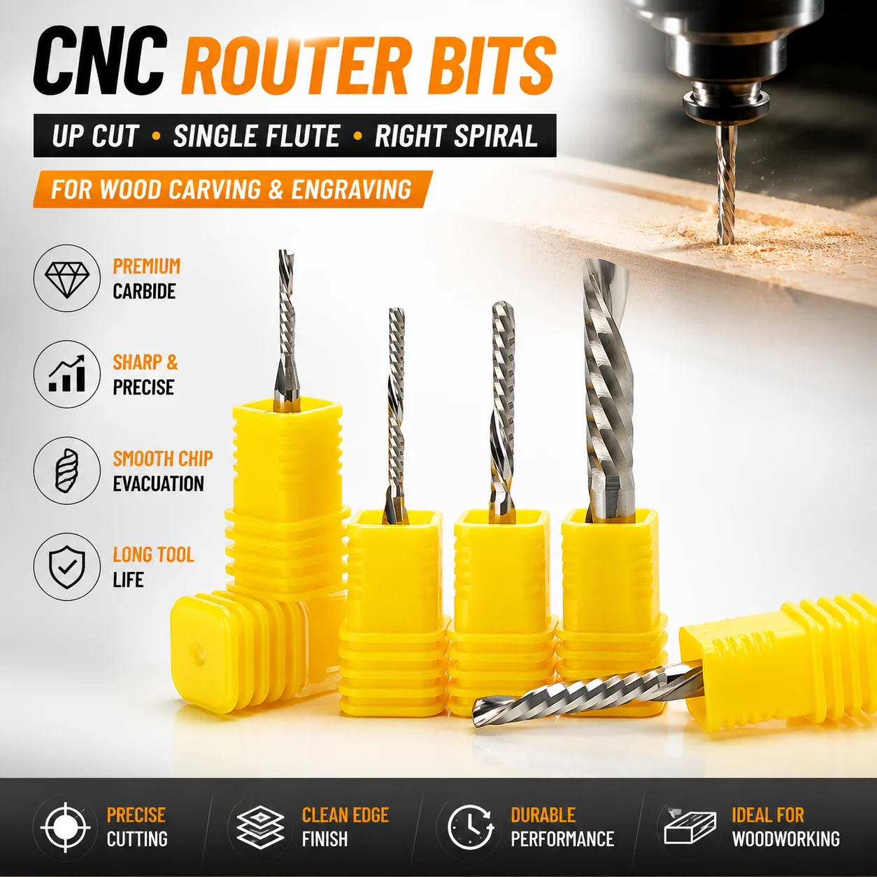 Cnc Bits - 3.175-6mm Fresa de Metal Duro Sólido