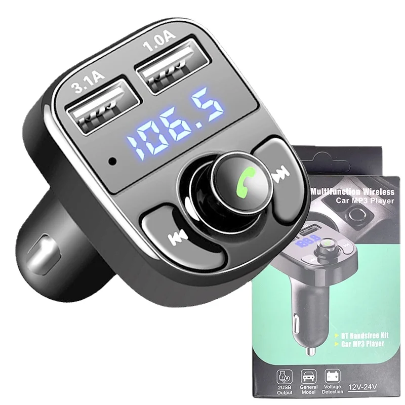 

X8 Car Bluetooth Receiver Charger Lossless Sound Quality FM Transmitter Card Slot Car MP3 Bluetooth Player