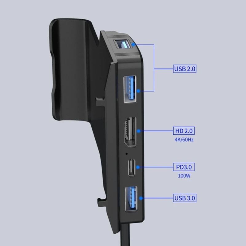 스팀 데크용 도크 거치대 허브, 멀티 포트 허브 호환 2.0, 100W PD3.0 충전 베이스, 4K @ 60Hz, USB3.0, 10Gbps, 5 in 1