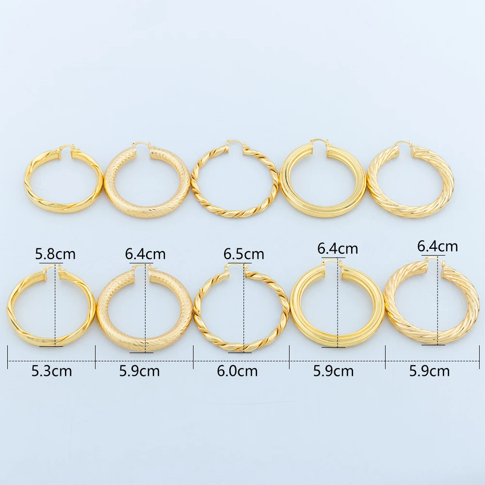 2024 Big Earrings for Women Punk Fashion 60mm Diameter Gold Plated Hoop Earrings Daily Wear Statement Earrings Jewelry Accessory