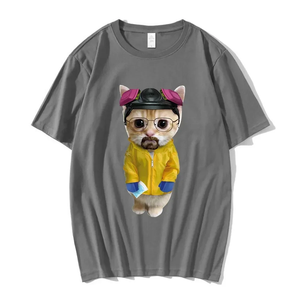 TV Show Breaking-Bad T Shirt Funny Walter White Sad Crying Cat Munchkin Kitty Graphic T-shirt Men's Men Plus Size Women T-shirts