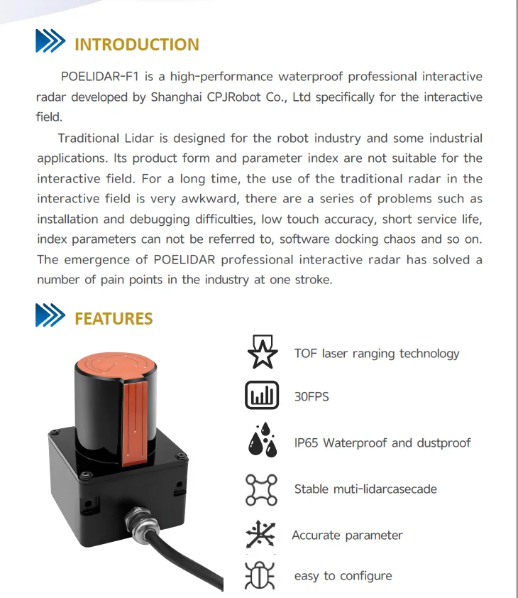 POELidar-F1 Multi-Touch-Integriertes Großbildschirm-Interaktives LiDAR-System, POE 30FP Professionelles Interaktives Kit – Detail 2