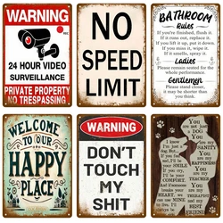 Vintage Metal Plate Tin Sign Plates Bar Retro Metal Sign Wall Art Mural Aesthetic Room Home Decor Items Poster Garage Decoration