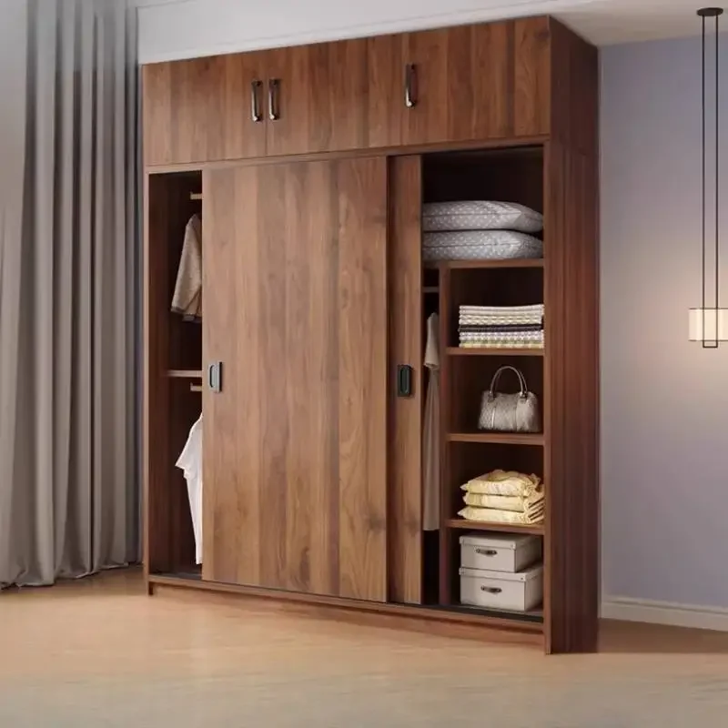 

Japanese Brown Wardrobe Closet European Long Wooden Adult Wardrobe Closet Space Saving Cute Armarios De Ropa Bedroom Furniture