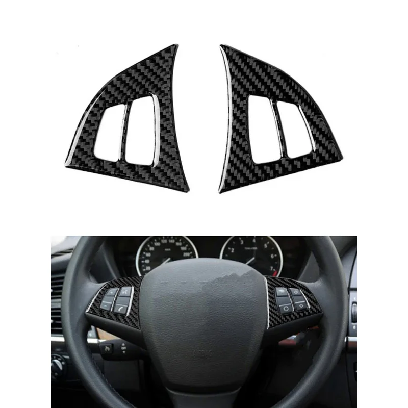 

Carbon Fiber Car Steering Wheel Button Decals Cover Trim Stickers for BMW X5 X6 E70 2008 2009 2010 2011 2012 2013