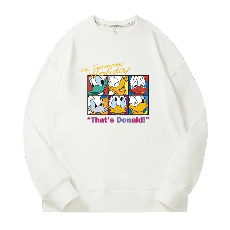 Otoño e Invierno Disney Pato Donald dibujos animados Anime impresión hombres y mujeres jerseys de cuello redondo ropa de pareja jersey