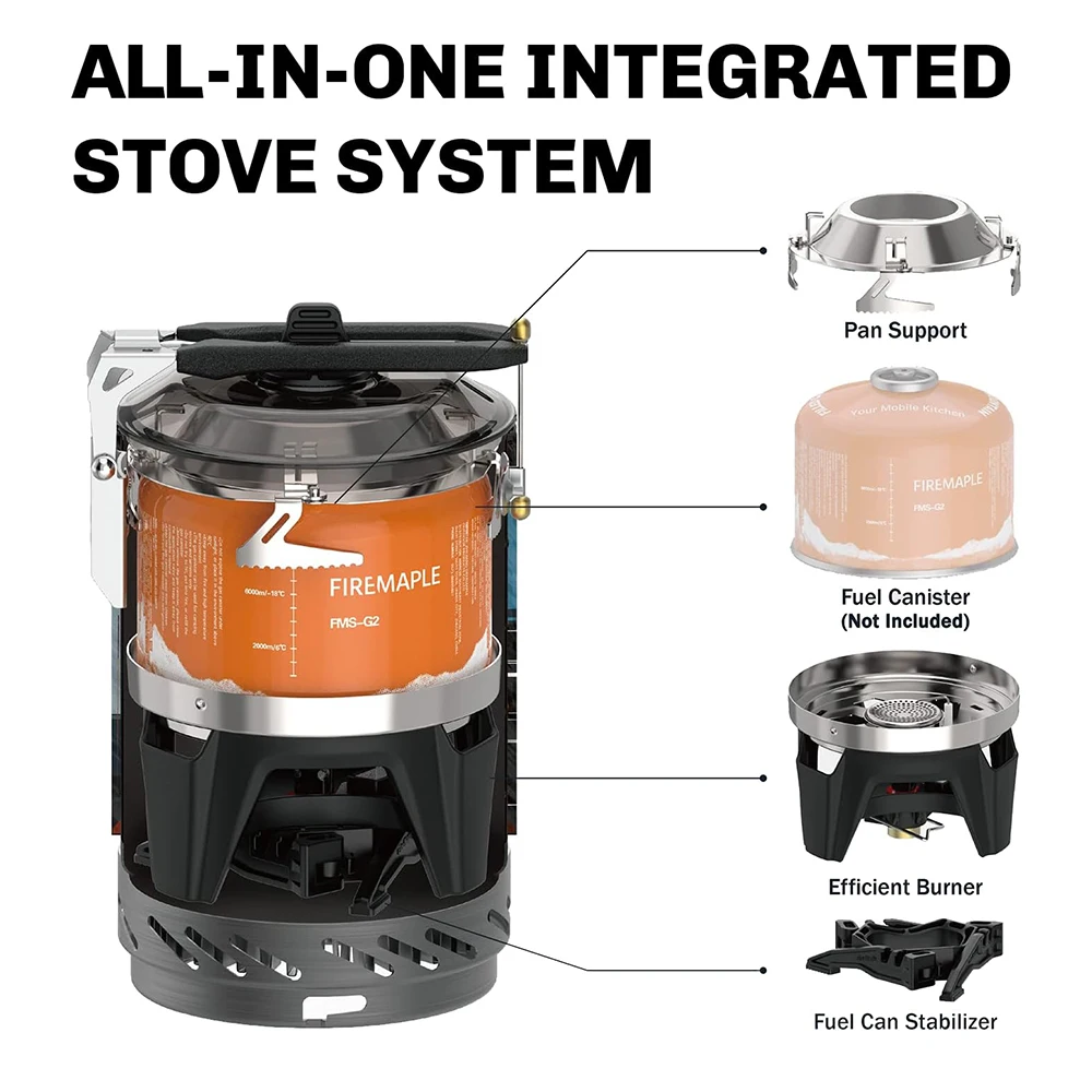 Imagem -02 - Fogo-maple-fogão a Gás Exterior Fms-x2 Cooking System Pote de Trocador de Calor Portátil Ignição Piezo Camping Caminhadas Fogão a Gás