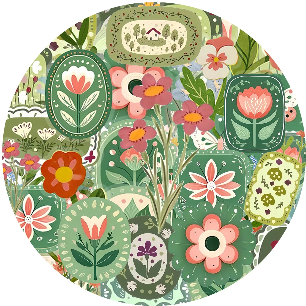 

10/30/50pcs Vintage Floral Stickers Aesthetic DIY Scrapbooking Phone Notebook INS Style Artsy Decoration Sticker Toys Gifts