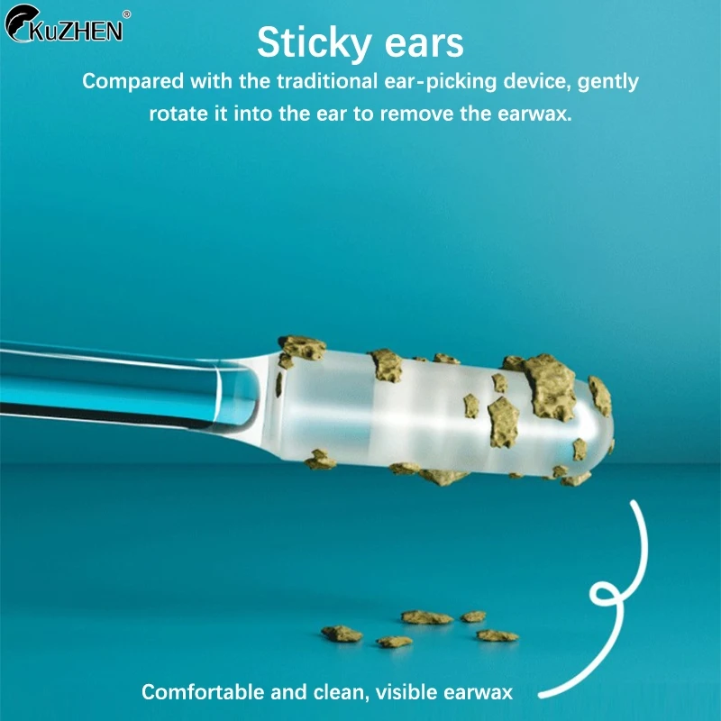 24Pcs/Box Disposable Sticky Ear Spoon Set Reusable Ear Cleaner Soft Silicone Ear Wax Removal Tool