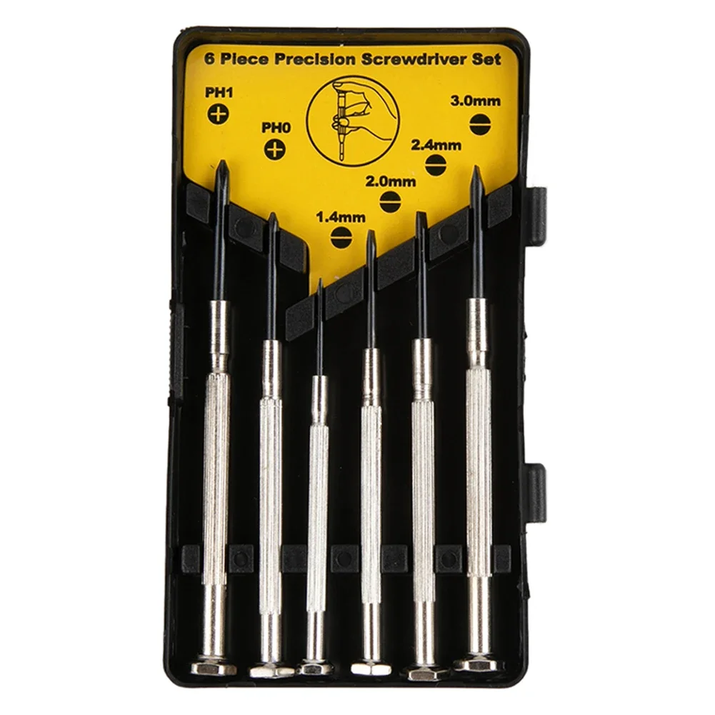 

PH0 Screwdriver Nutdrivers Precision Slotted 6Pcs/Set Chrome Vanadium Alloy Steel Cross Screwdrivers Electronic